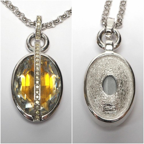 Collana Christian Dior colore pietra strass ciondolo argento giallo