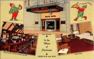 Postal publicitaria de Palace Hotel en el corazón de Cincinnati Ohio años 30 - 40 - Imagen 1 de 1