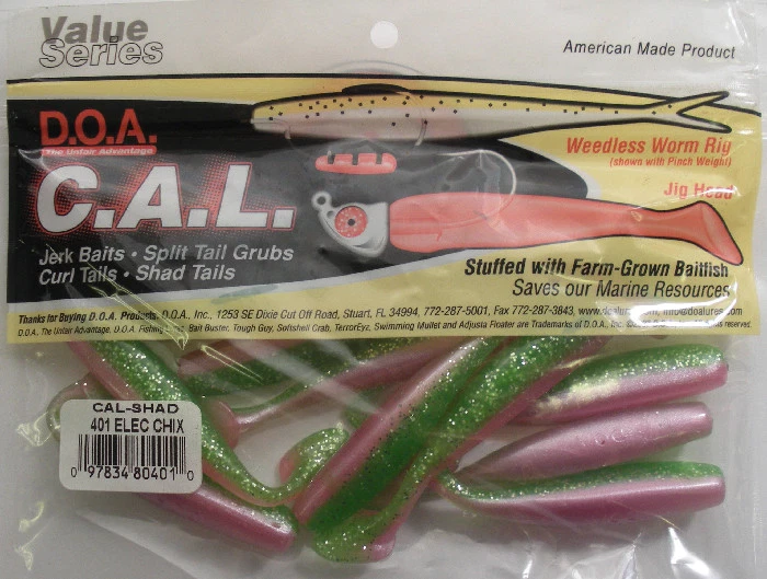 DOA CAL 401 Señuelos Shad 3" Color 401 Pollo Eléctrico 12CT Foto 1 de 1