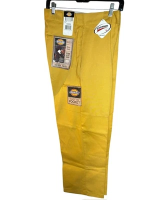 dickies mens loose fit cell phone pocket twill work pants wheat yellow 30-42 new - Image 1 of 2
