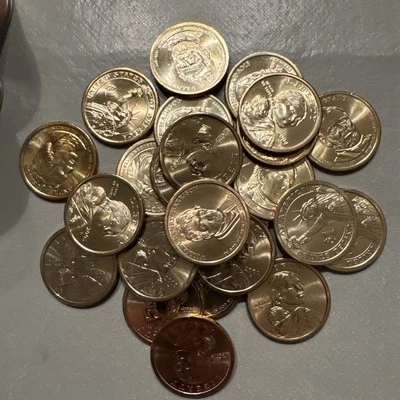 Moeda de ouro Sacagawea e presidencial $1 BU dos EUA/OBW MS dólar rolo misto - Imagem 1 de 4