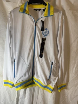 Chaqueta deportiva Sean John Sport para hombre blanca, azul, amarilla, gráfica talla mediana nueva con etiquetas Foto 1 de 4