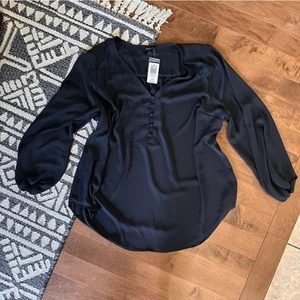 Blusa elegante fluida manga larga negra Torrid para mujer talla 2/2X NUEVA CON ETIQUETAS - Imagen 1 de 7