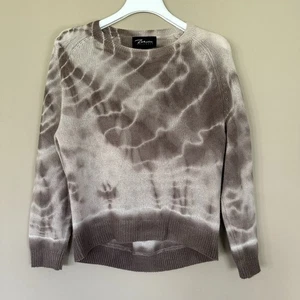Zoe Couture 100% Cashmere Sweater Women S Tie Dye Boho Brown Crew Neck Luxury - Picture 1 of 5