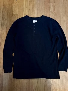 Cat And Jack Boys Size 14 Button Neck Henley Black - Picture 1 of 3