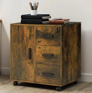 Office Filing Cabinet Mobile Printer Stand File Storage Drawers Lockable Modern - Picture 1 of 4