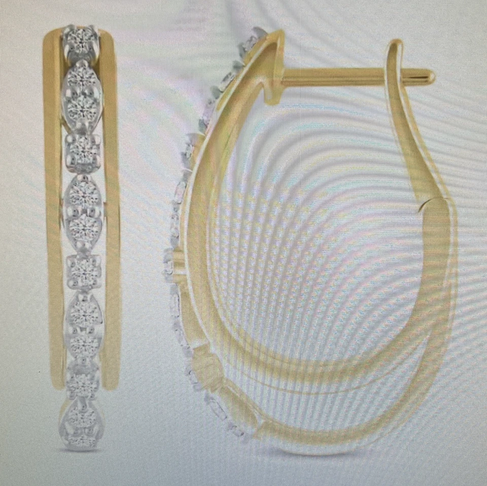 PENDIENTES ARO OVALADOS DIAMANTES REDONDOS Kay Jewelers punta 10K YG 1/4 ct dos con SEGURO Foto 1 de 4