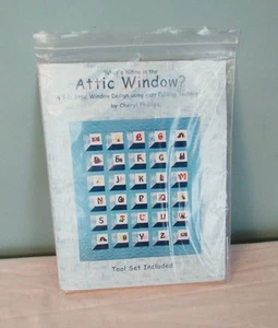 PHILIPS FIBER ART ATTIC WINDOW 3D QUILT DESIGN W/ TEMPLATE RULER TOOL SET - Picture 1 of 2