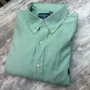 Polo Ralph Lauren camicia abbottonata uomo 17 1/2 32/33 vestibilità classica cotone verde - Foto 1 di 9