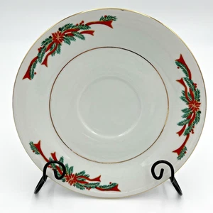 Weihnachten Weihnachtsstern und Bänder Fine China Untertasse 6" rund - Bild 1 von 4