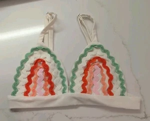 Paper London Zigzag Bikini Top Small Rainbow Rickrack - Picture 1 of 6