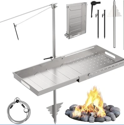 Stainless Steel Swivel Campfire Grill Heavy Duty Steel Open Fire Cooking Grate - Image 1 of 4