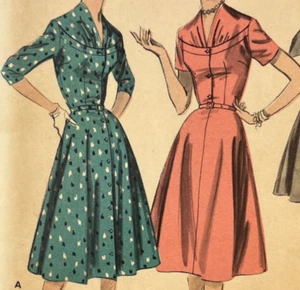1955 Vintage BUTTERICK Pattern 7374 One-Piece DRESS Bust 32" Cut & Complete - Picture 1 of 6