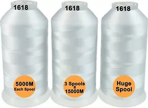 Set of 3 White Colors Polyester Machine Embroidery Thread Huge Spool 5000M -AU - Picture 1 of 7
