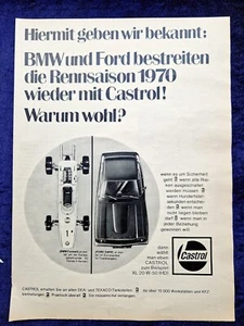 Castrol, mit BMW Formel II, Ford Capri, originale Werbung aus 1972 - Bild 1 von 1