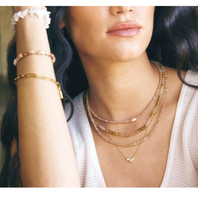  Collar Boho Hecho a Mano Piedra Natural Cuentas Cristal Mezcla Perlas para Mujer Niña Foto 1 de 4