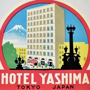 Original 1940s Hotel Yashima Tokyo Japan Luggage Trunk Label Sticker Unused - Picture 1 of 3