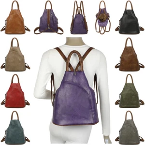 Damen Tasche Rucksack 2 in 1 Schultertasche Shopper Citybag Veganes Leder 7092 - Bild 1 von 22