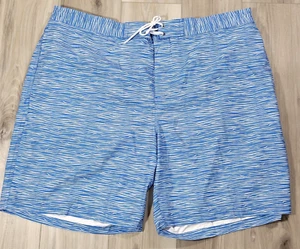 St. John's Bay Swim Shorts Men's 4XL Blue Wave Stripe Above Knee 10" Inseam New - Picture 1 of 11