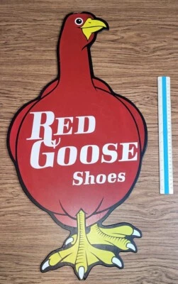 VINTAGE 1950'S RED GOOSE SHOES SHOE STORE GAS OIL SIGN 29” - Image 1 of 4