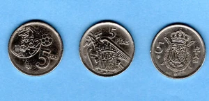 SPAIN Three 5 Pesetas coins - 1968, 1980, 1982 - Picture 1 of 2