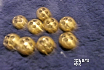 9 Round Vintage Gold Shank Buttons-look like sewn on buttons-cool looking - Image 1 of 2