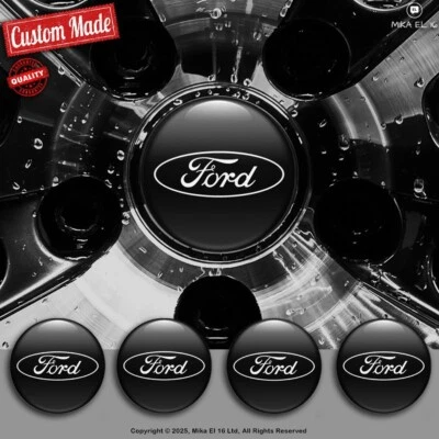 Ford Decals Set of 4 3D Gel Silicone Center Wheel Caps Stickers - Image 1 of 3