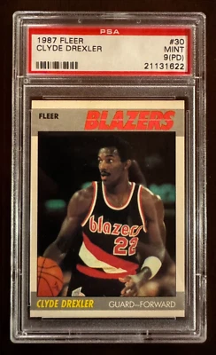 1987 Fleer Basketball Clyde Drexler #30 - PSA 9(PD) MINT - Trail Blazers - Image 1 of 2