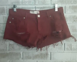 Garage Flirty Festival Distressed Short Shorts sz 1 Summer Fun Brick Red - Picture 1 of 9