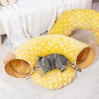 Collapsible Cat Tunnel Bed Tube with Cushion Pet Toy Soft Plush Playground for