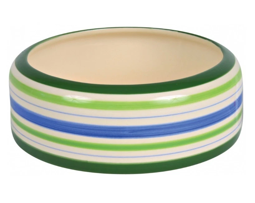 GUINEA PIG BOWL CERAMIC 15cm STRIPED BOWL Dish Washer Safe TRIXIE  - Image 1 of 1