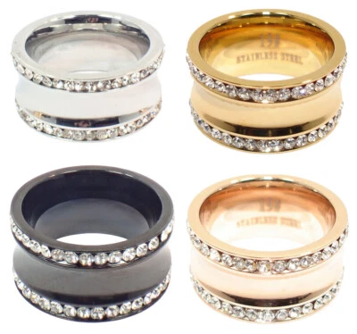 Edelstahlringe Damenring rose gold silber schwarz Strass Freundschaft Beauty - Bild 1 von 4