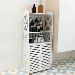 Armadietto da bagno, montato a pavimento, resistente all'umidità, bianco - Afbeelding 1 van 7