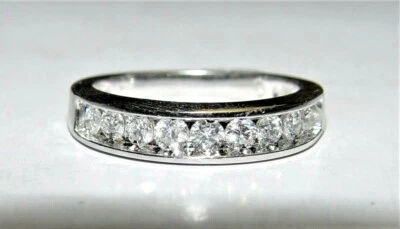 Alianza de boda 14K 0,50 quilates diamantes naturales oro blanco s-7 Foto 1 de 4