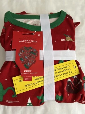 Wondershop Kids' 2-piece Holiday Red Dino Print Pajama Set Size 12 NEW - Image 1 of 4