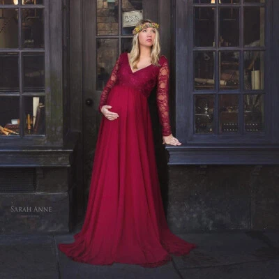Pregnant Women Dress Maternity Lace Trailing Gown For Photography Photo Shoot - Image 1 of 4