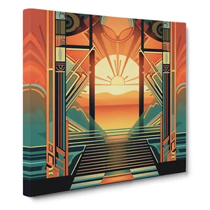 Sunrise Art Deco No.1 Canvas Wall Art Print Framed Picture Home Office Decor - Picture 1 of 4