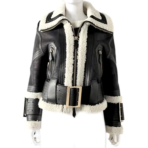 BURBERRY LONDON SHEARLING BLACK BROWNN METALLIC LOOK SIZE 6 - Picture 1 of 8