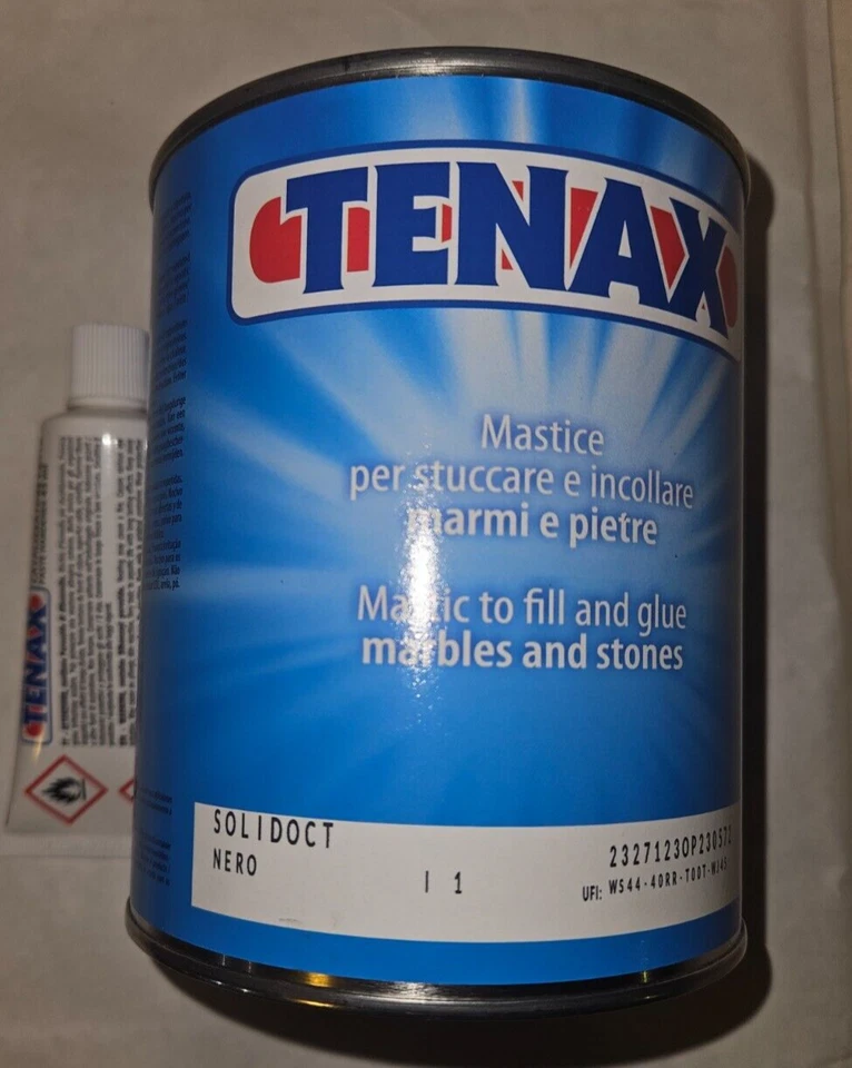 Tenax Marble Repair Kit B- Stone Granite Glue and Filling 1 Ltr - Colour Black