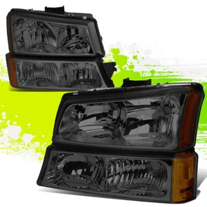 Headlights+Bumper Lamps for Chevy Avalanche Silverado 03-07 Smoked Amber 4Pcs - Picture 1 of 6