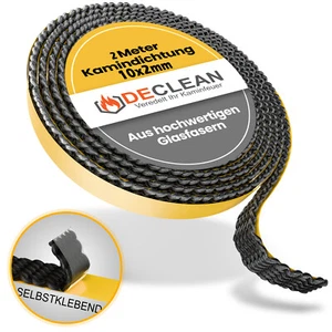 2m Kamindichtung selbstklebend 10x2mm Dichtband Glas Tür Kamin Ofen Dichtung - Bild 1 von 8