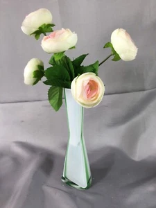 Vintage Triangular Glass Vase Artificial Flower Arrangement in Faux Water - Picture 1 of 4