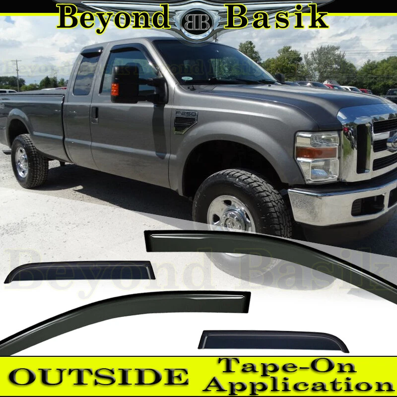 1999-2016 Ford F250-F550 Extended Cab 4PC SMOKE Door Vent Visors Window Guards - Image 1 of 1