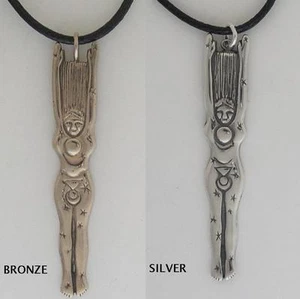 Goddess of the Sky Pendant 0.925 Sterling Silver Or Bronze Leather Cord Egyptian - Picture 1 of 5