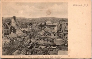 Blick nach Main St nach dem Brand im Februar 1902, Paterson NJ UDB alte Postkarte C49 - Bild 1 von 2