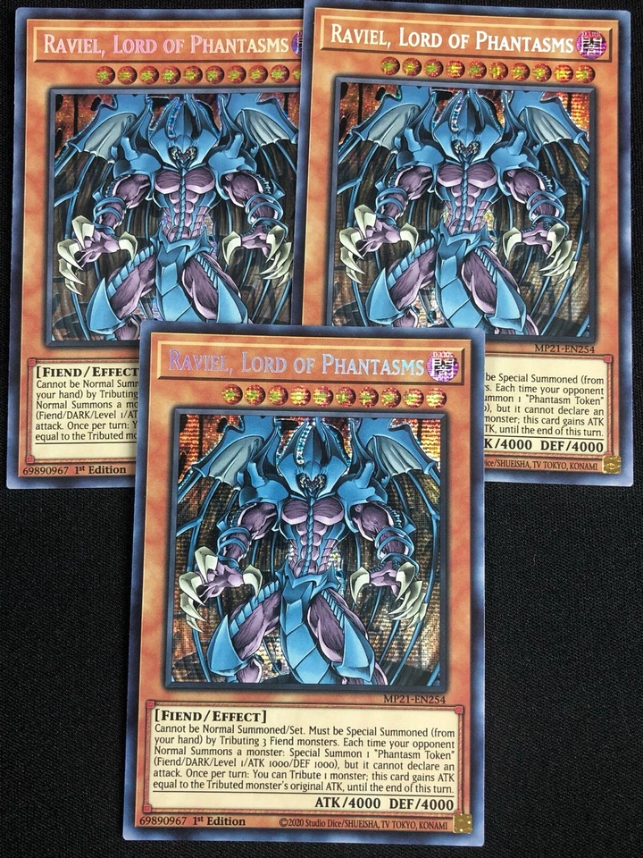 YUGIOH RAVIEL LORD OF PHANTASMS MP21-EN254 1ST SECRET X3 NM - Image 1 of 1