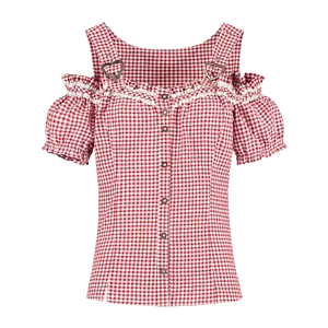 Miederbluse kurzarm rot weiß kariert tailliert Trachtenbluse Trachtenmode Damen - Bild 1 von 1