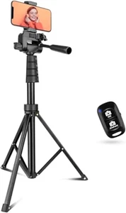 67" Phone Tripod&Camera Stand, Selfie Stick Tripod with Remote and Phone Holder, - Picture 1 of 12
