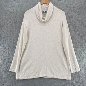 J Jill Top Womens Small Petite Ivory Pure Jill Cowl Neck Long Sleeves Stretch - Picture 1 of 11