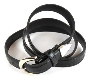 Cinturón Mujer Negro Imitación Cuero Tono Plateado Hebilla Ajustable M/L 42" Largo 3/4" W - Imagen 1 de 2